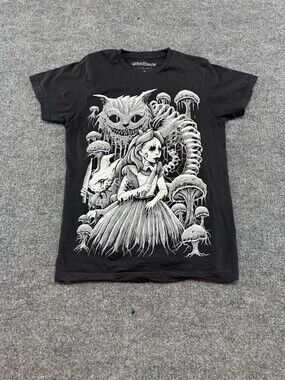 Vampire Freaks Shirt Mens Small Black Alice In Wonderland Cheshire Gothic Tee